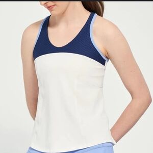 Lija Try Hard Tank White/Bluemoon. Size Small. New.Lija Try Hard Tank is a spo